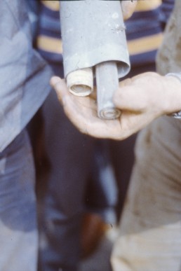 Öffnung der Kapsel aus dem Turmknopf