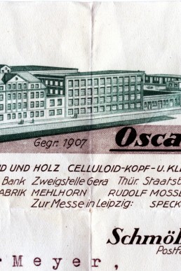 Kopfbogen der Zahn- und Nagelbürstenfabrik Oscar Mehlhorn