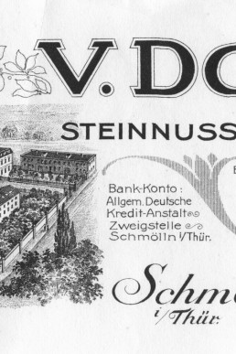 Kopfbogen der Steinnuß-Knopffabrik Valentin Donath