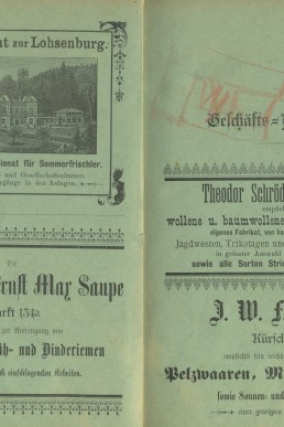 Anzeige "Lohsenburg", Sattlerei Ernst Max Saupe