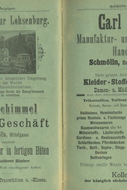 Anzeige, verschiedene Geschäfte