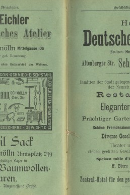 Anzeigen, verschiedener Geschäfte