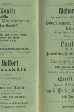 Anzeigen, verschiedene Geschäfte