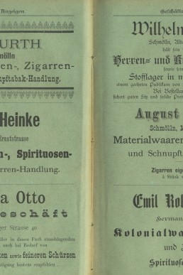 Anzeigen, verschiedene Geschäfte