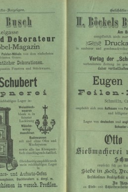 Anzeigen, verschiedene Geschäfte