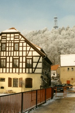 Blick über die Brücke in der Grenzstraße, Winter