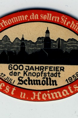 Aufkleber, Werbung 600-Jahr-Feier mit Stadtsilouette
