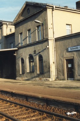 Bahnhof Schmölln von der Bahnsteigseite