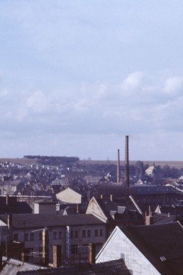 Blick über die Stadt in Richtung  Stadtwald