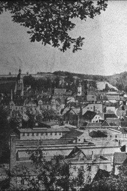 Blick über die Stadt in Richtung  Stadtwald