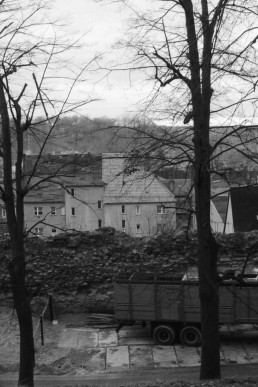 Blick v om Eichberg auf Stadtmauer, Kirche und Rathaus