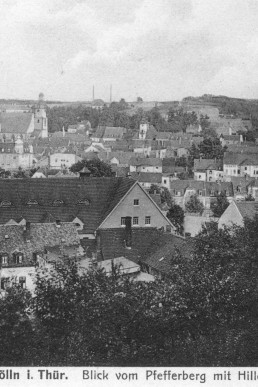 Blick vom Pfefferberg auf die Stadt und den Hillerturm