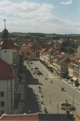 Blick vom Kirchtum auf den  Marktplatz