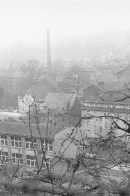 Blick vom Pfefferberg auf die ehemalige Knopffabrik