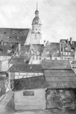 Blick von der Brandstraße zur Kirche