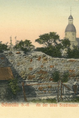 Künstlerkarte mit Stadtmauer an der Schulstraße