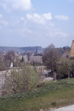 Blick vom Göhrenanger auf die Stadt mit Kirche und Rathaus