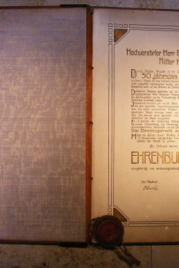 Ehrenbürgerbrief der Stadt Schmölln für Kommerzienrat Hermann Donath