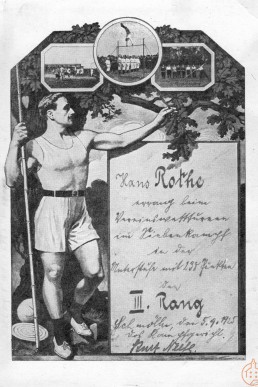 Urkunde für Hans Rothe beim Vereinswettturnen von1925