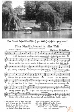 Brauereiteich mit Lied über Schmölln anläßlich der 600-Jahr-Feier