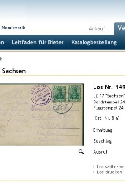 Aktionshaus Angebot Postkarte anläßlich des Fluges mit dem Zeppelin-Luftschiff