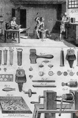 Kupferstiches über die Metallknopfherstellung