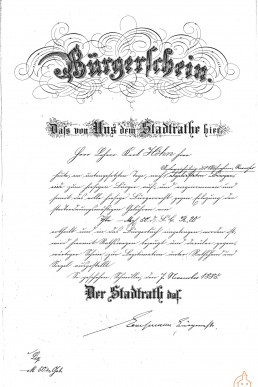 Bürgerschein von dem Lehrer Karl Höhn